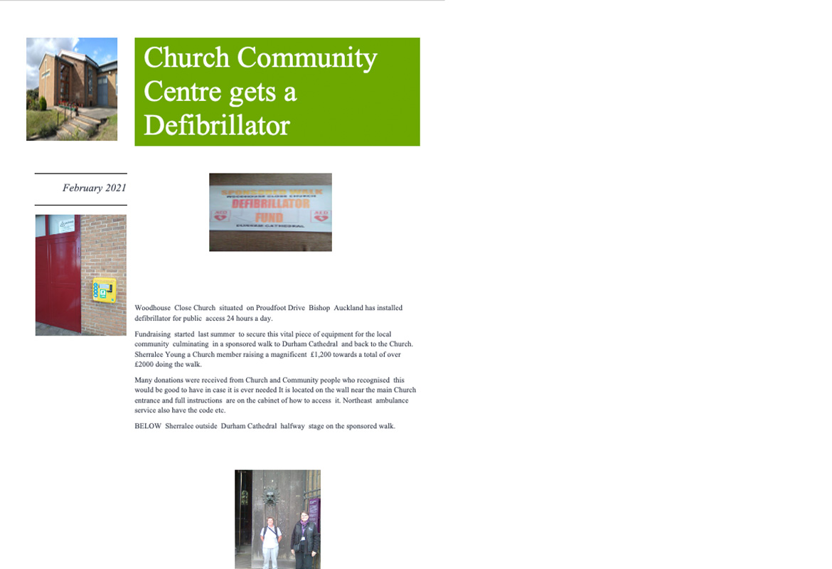 Church Community Centre Gets A Defibrillator