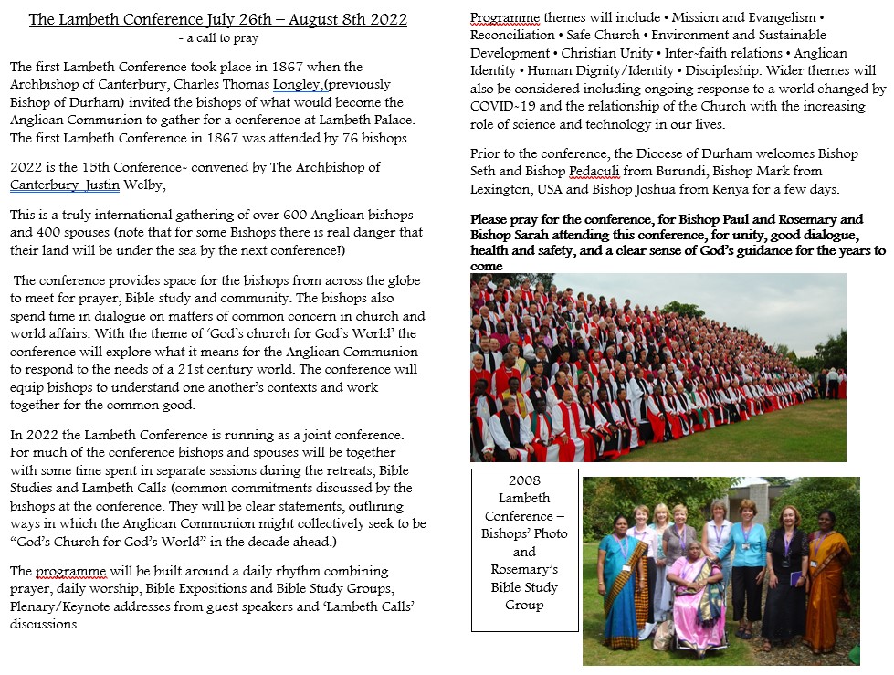 Forthcoming Lambeth Conference